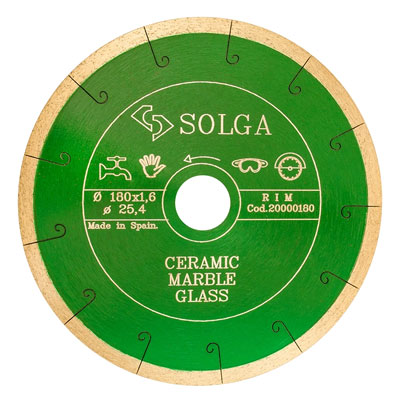 Диск алмазный Solga Diamant CERAMICS, MARBLE сплошной (керамика, мрамор) 180x25,4 мм