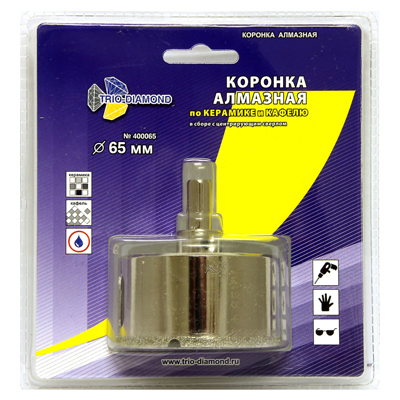 Коронка алмазная Trio Diamond по керамике и кафелю 65 мм с центрирующим сверлом Коронка алмазная Trio Diamond по керамике и кафелю 65 мм с центрирующим сверлом в Тул-ките