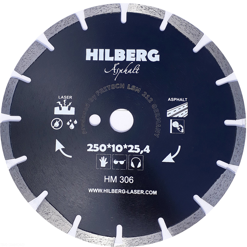 Диск алмазный Hilberg Asphalt Laser d 250 мм (сегментный, с защитным зубом) Диск алмазный Hilberg Asphalt Laser d 250 мм (сегментный, с защитным зубом)