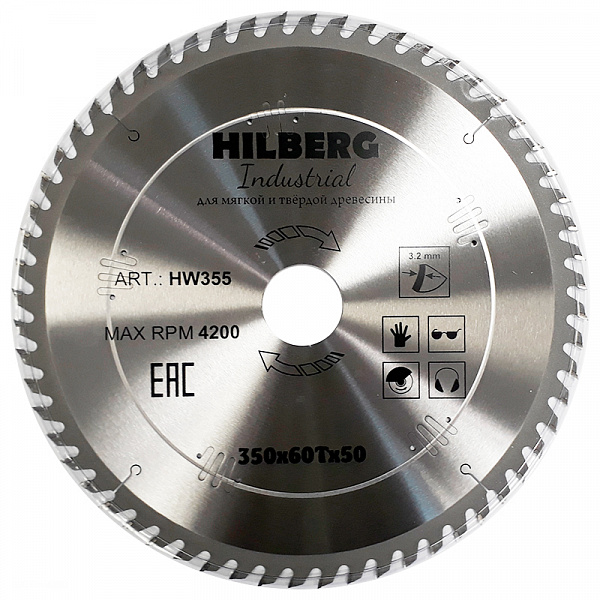 Диск пильный по дереву Hilberg Industrial 350x50x60T Диск пильный по дереву Hilberg Industrial 350x50x60T