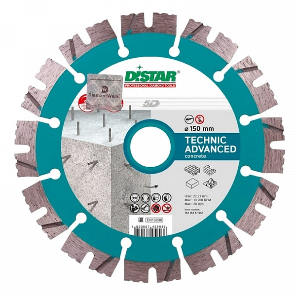 Диск алмазный Distar 1A1RSS/C3-H 150x2.3/1.5x11x22,23-12 Technic Advanced Диск алмазный Distar 1A1RSS/C3-H 150x2.3/1.5x11x22,23-12 Technic Advanced