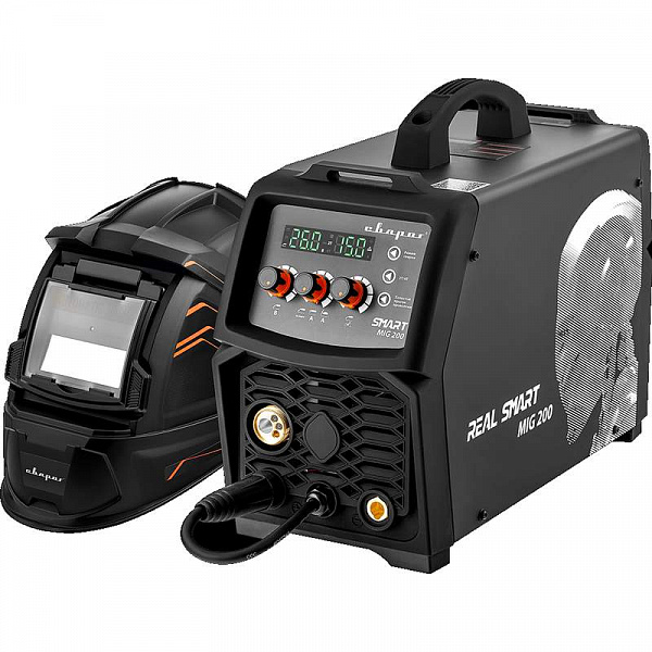 Инвертор сварочный MIG 200 REAL SMART (N2A5) Black (маска+краги) Инвертор сварочный MIG 200 REAL SMART (N2A5) Black (маска+краги)