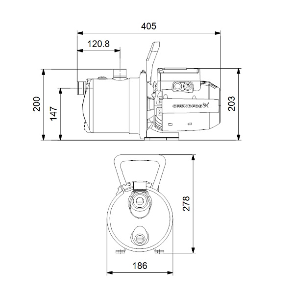 Самовсасывающий насос Grundfos JP 4-47 Самовсасывающий насос Grundfos JP 4-47